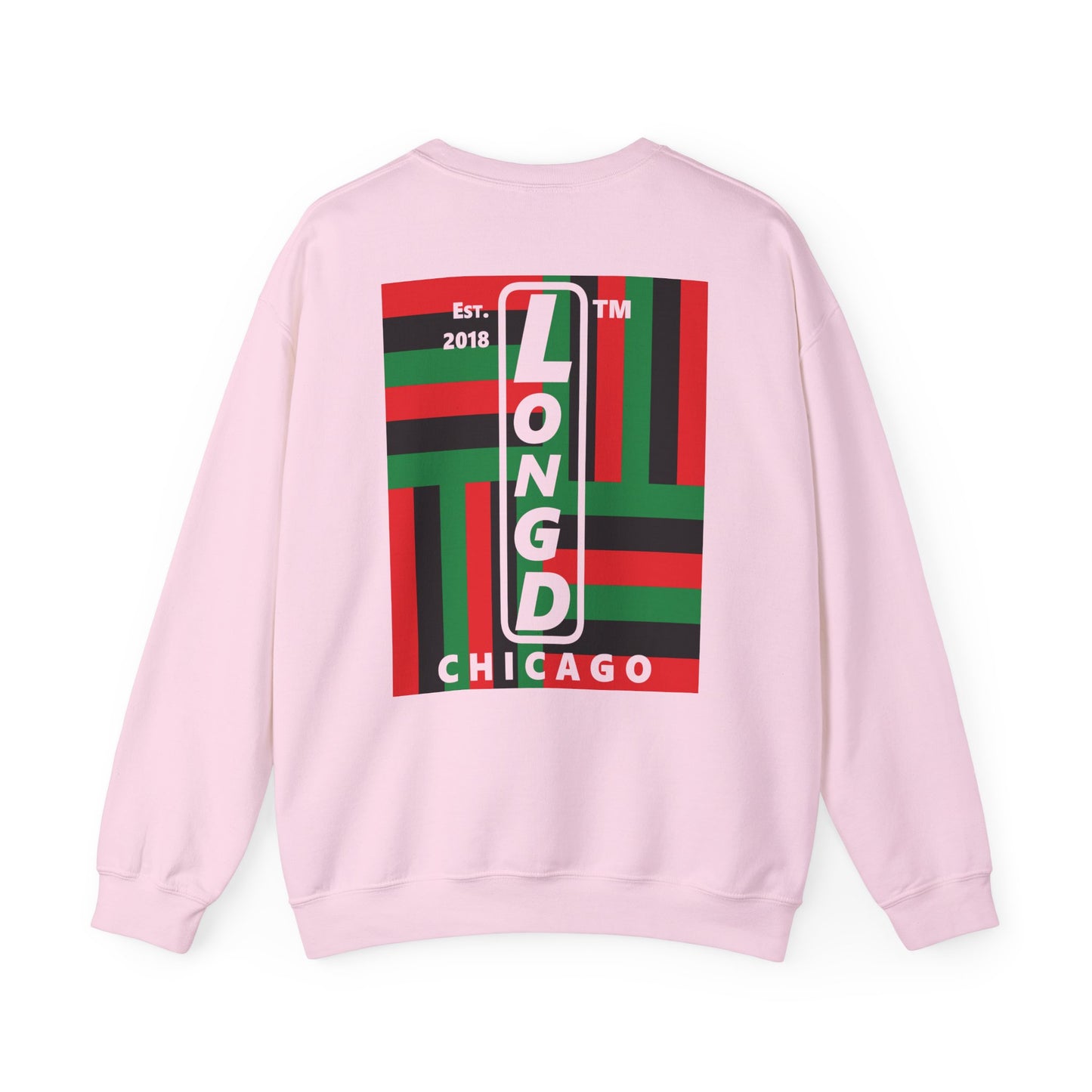 I Fist LongD negative windmill Chicago upright front-back logo crewneck sweatshirt