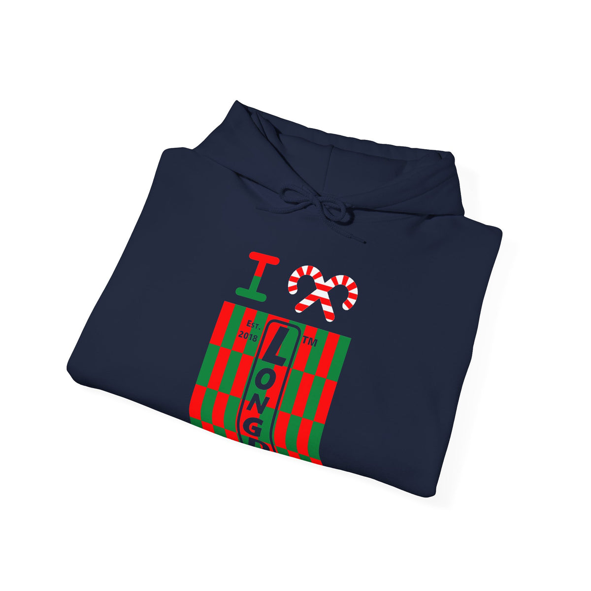 I candy cane LongD Tag negative upright tiled logo hoodie