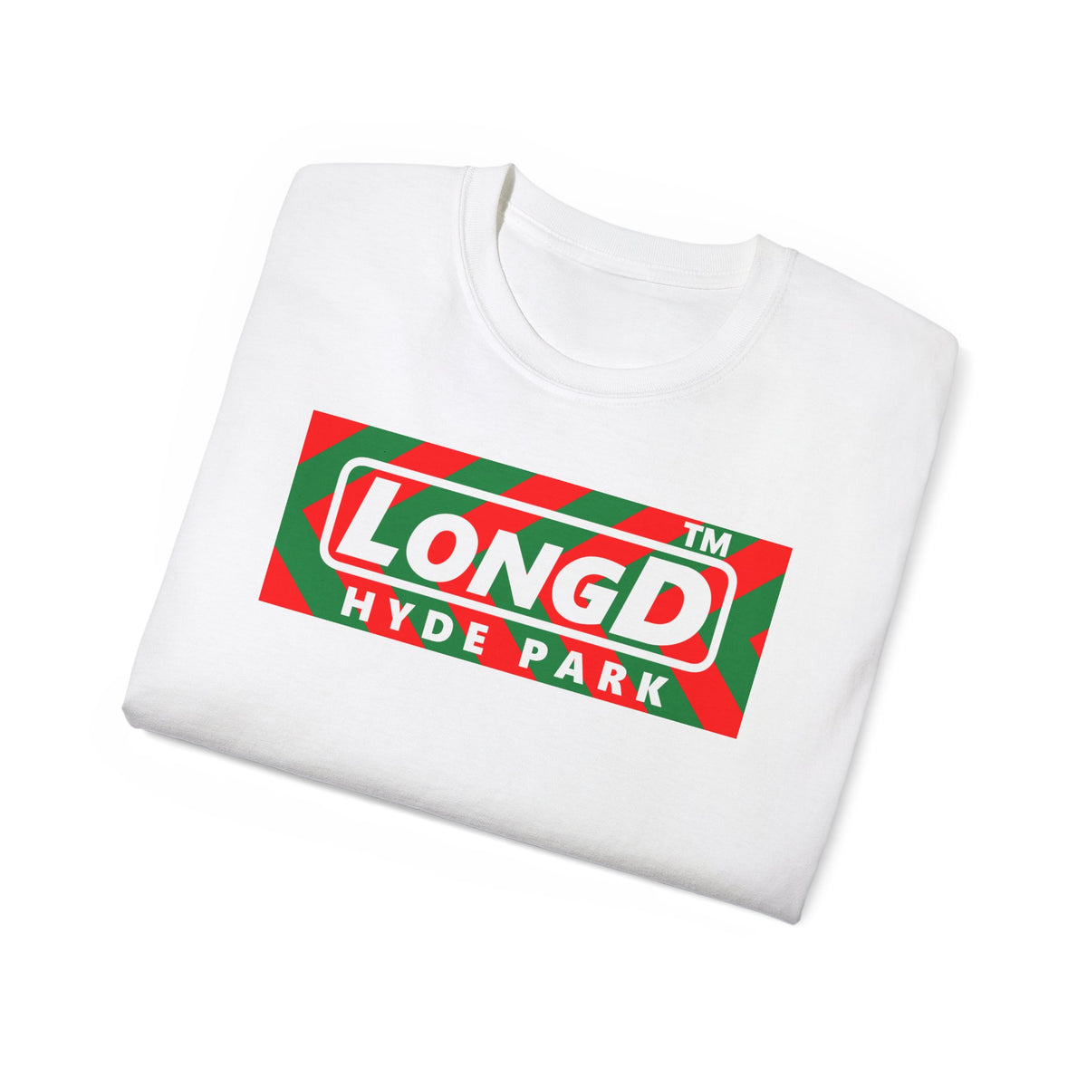 LongD Hyde Park negative leftward chevron logo (Xmas colors) cotton tee
