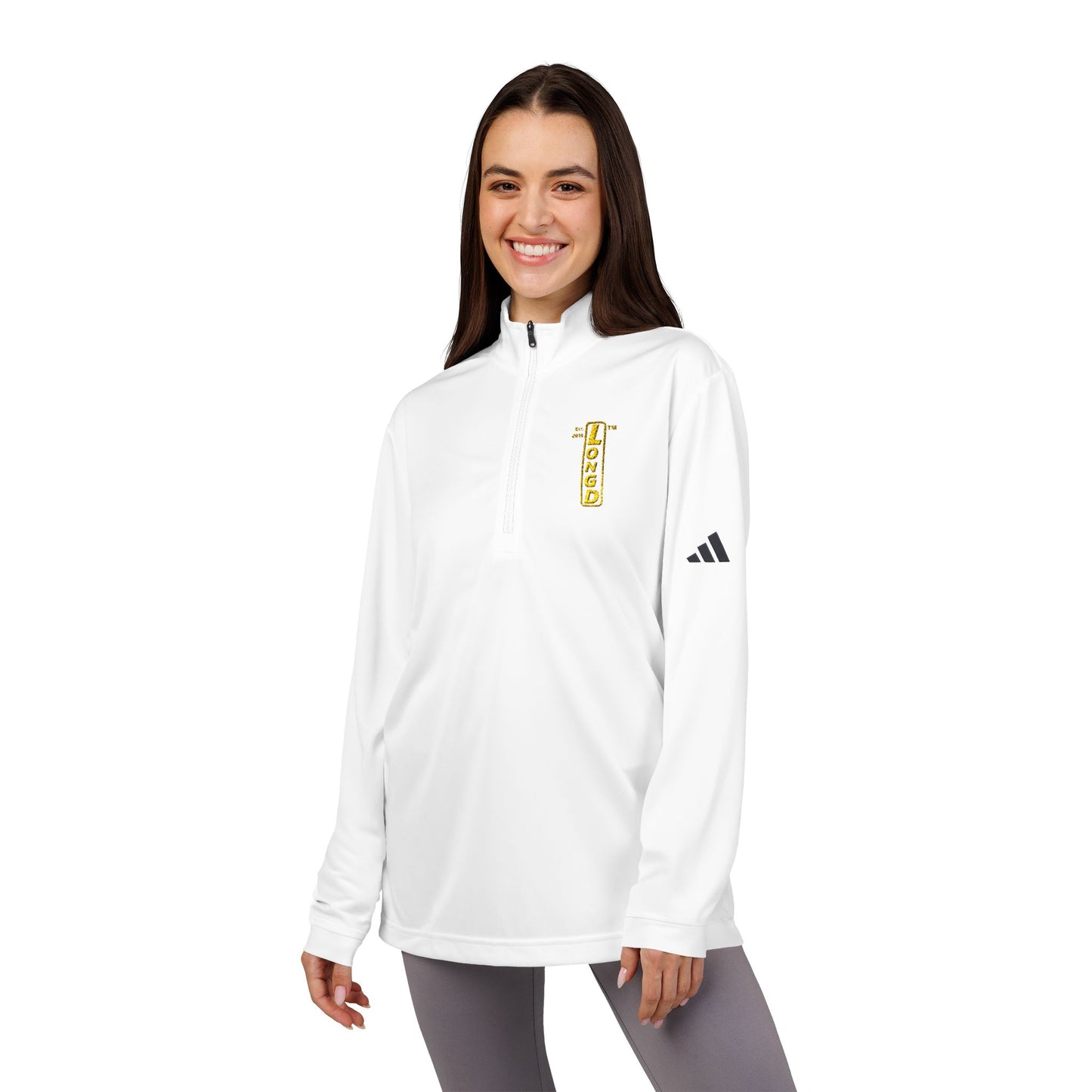Embroidered adidas® Quarter-Zip pullover official reverse basic logo upright
