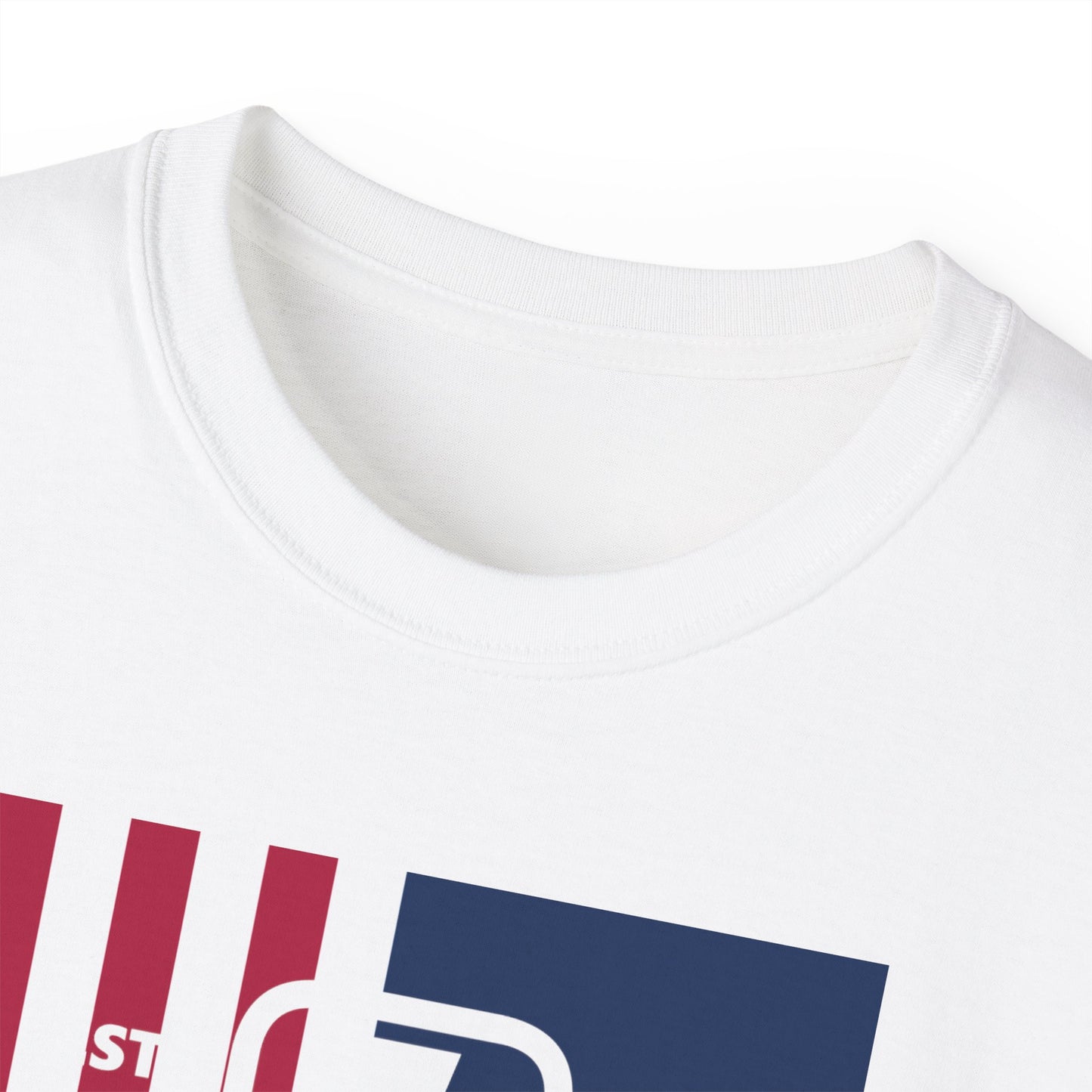 LongD cotton tee negative flag Chicago upright logo (Patriotic colors)