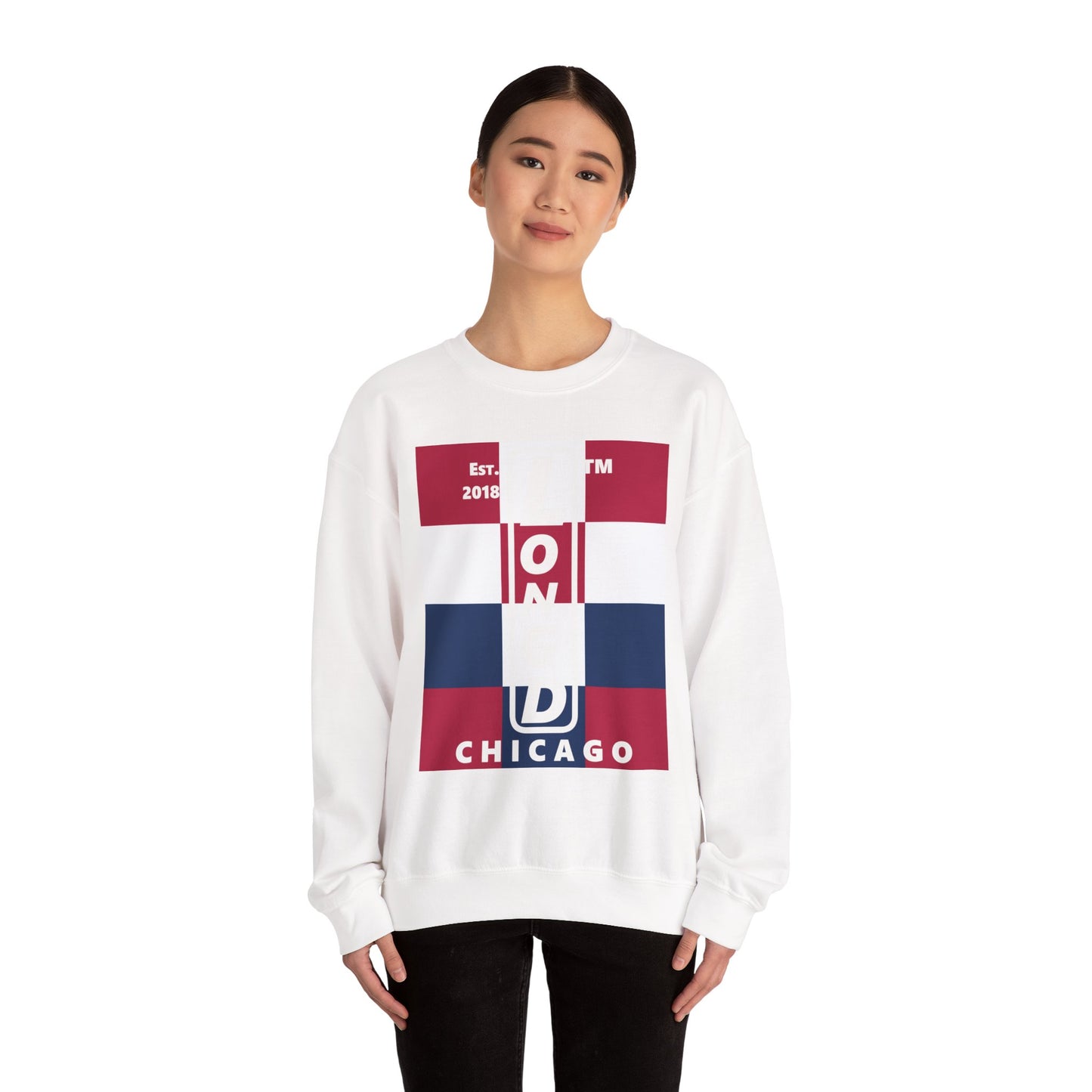LongD negative 4x3 Chicago logo crewneck sweatshirt (patriotic colors)