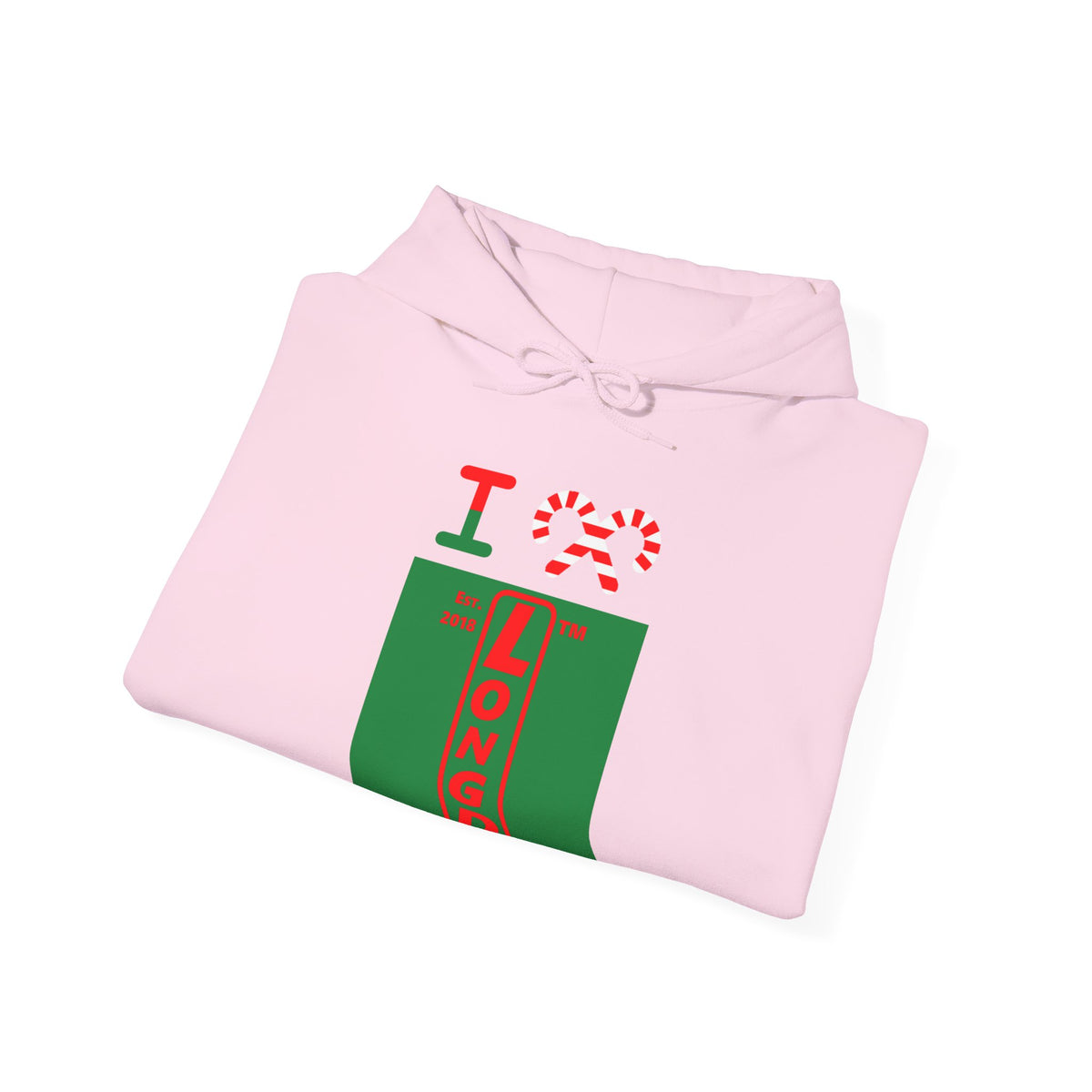 I candy cane LongD Chicago upright front-back logo positive red on negative green hoodie