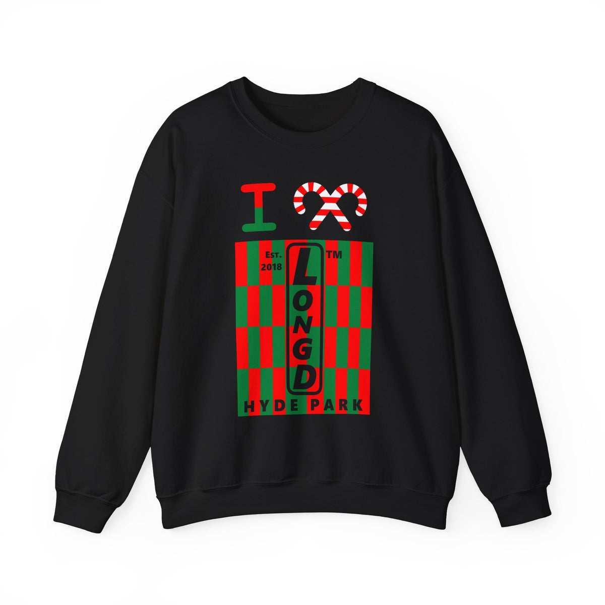 I candy cane LongD Hyde Park negative upright tiled logo crewneck sweatshirt