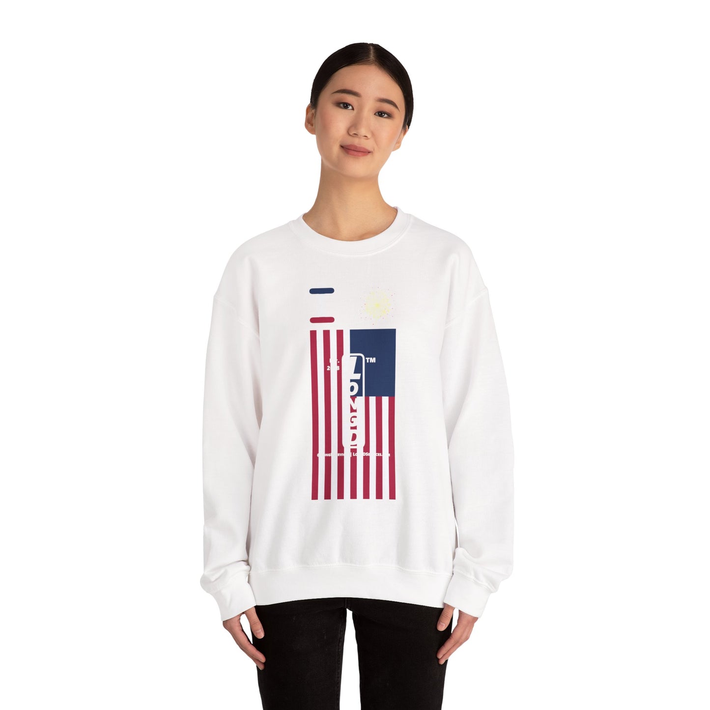 I Burst LongD negative flag tag-domain upright logo crewneck sweatshirt