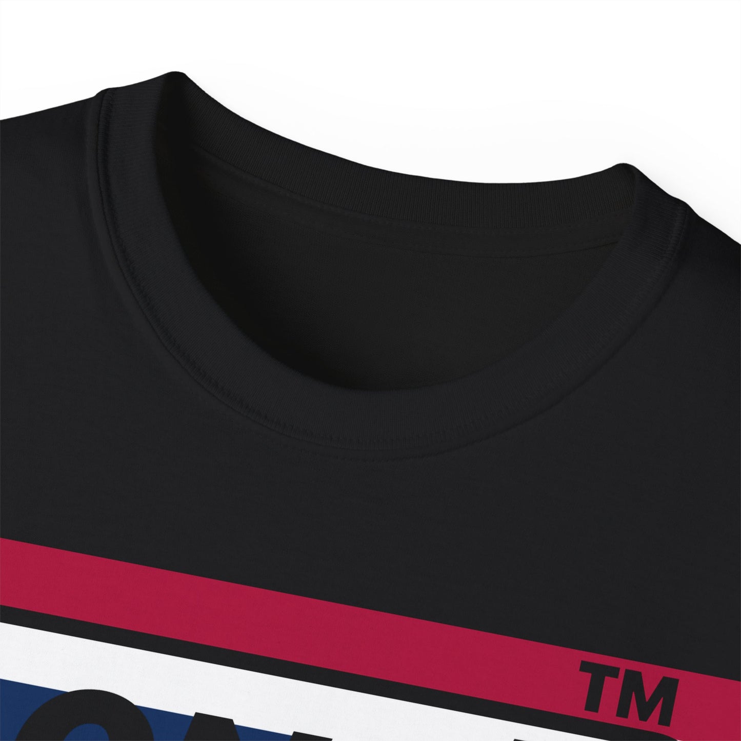LongD negative horizontal 6-striped Chicago logo cotton tee (patriotic colors)
