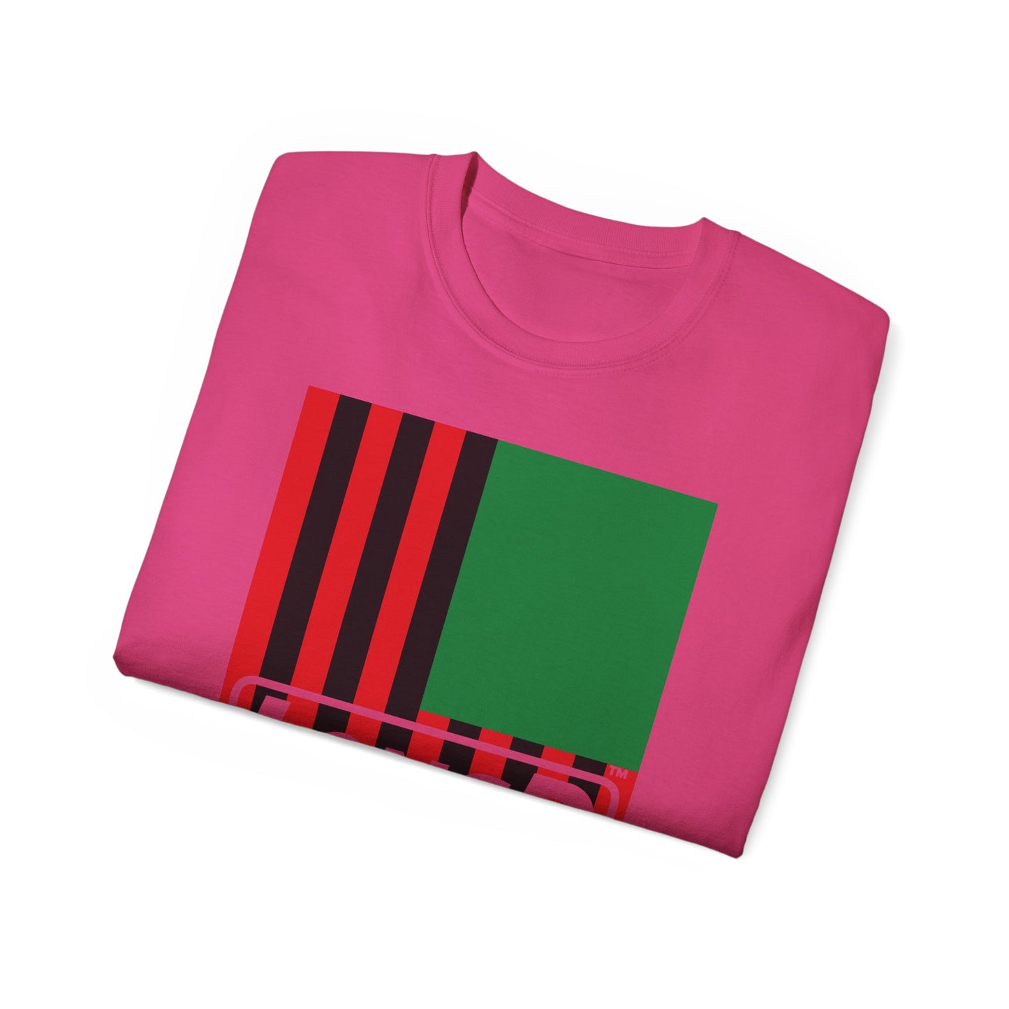 LongD® Logo Cotton Tee Juneteenth cropped vertical African-American flag negative text