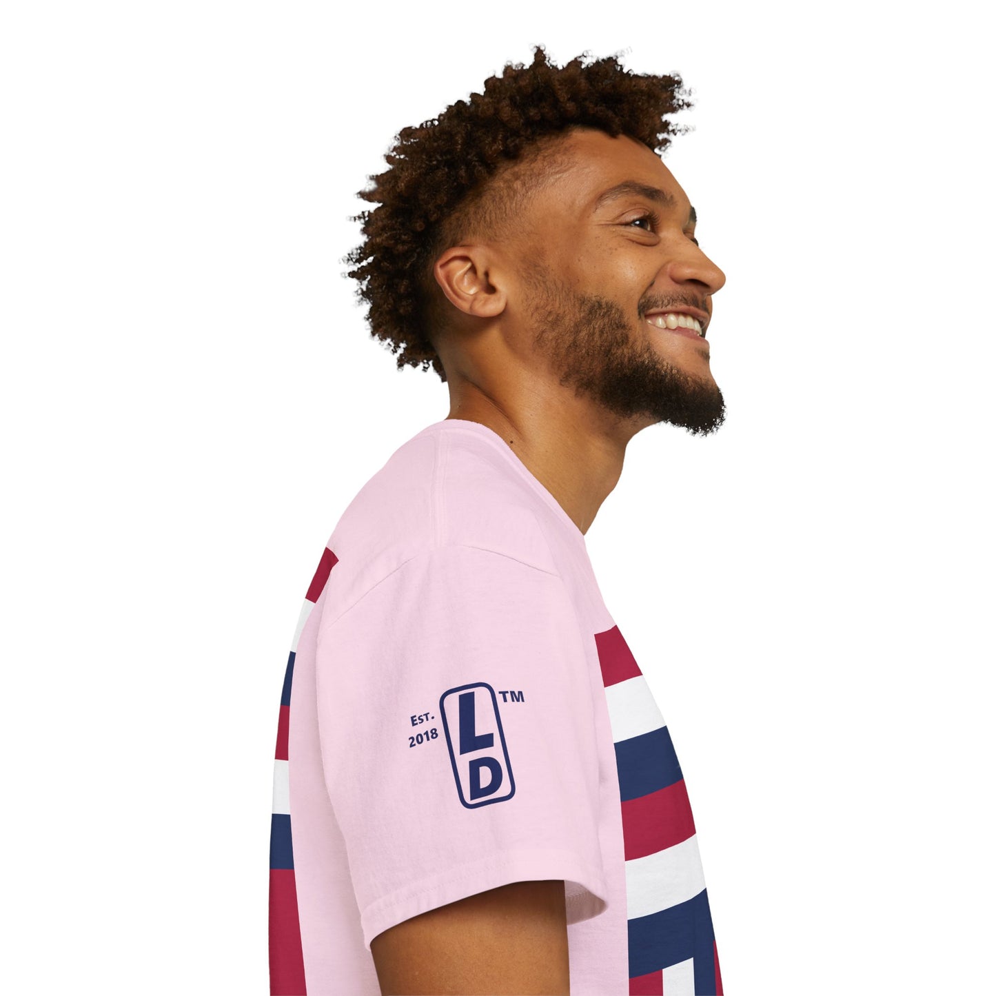 LongD cotton tee negative windmill 4-print Hyde Park upright logo (Patriotic colors)