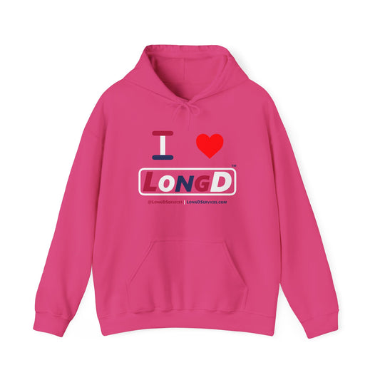 I Luv LongD® Logo Hoodie red, white and blue varied positive elements