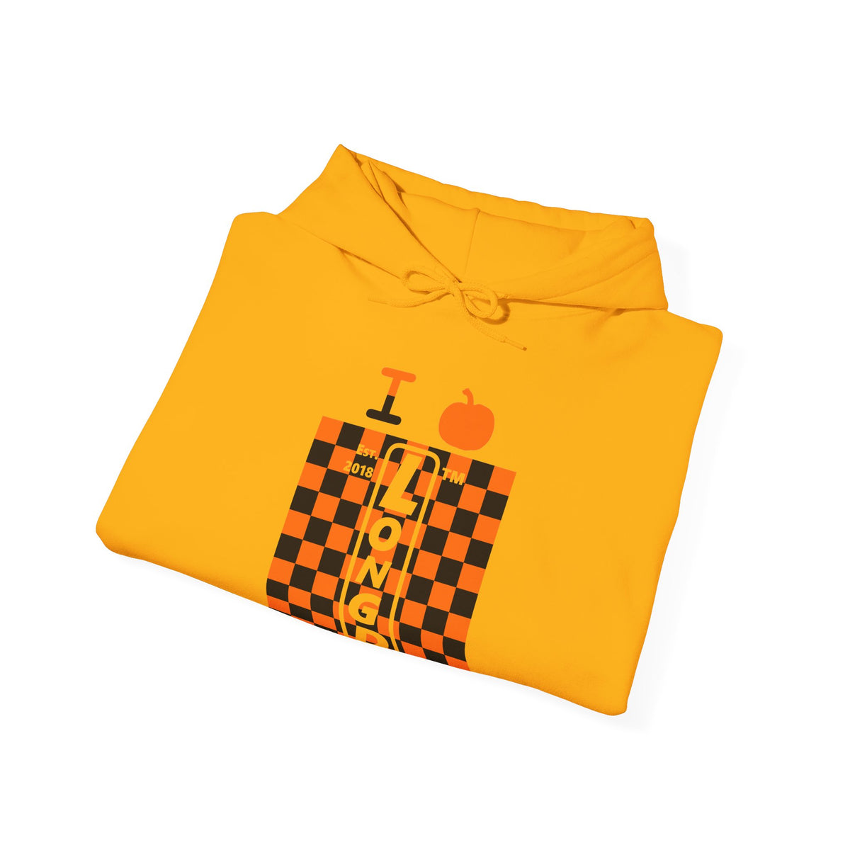 I pumpkin LongD Tag negative upright checkered logo hoodie