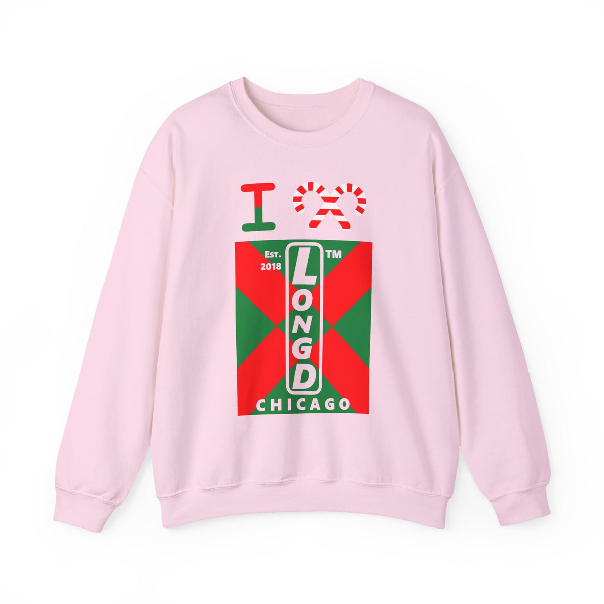 I candy cane LongD Chicago negative upright argyle x logo crewneck sweatshirt