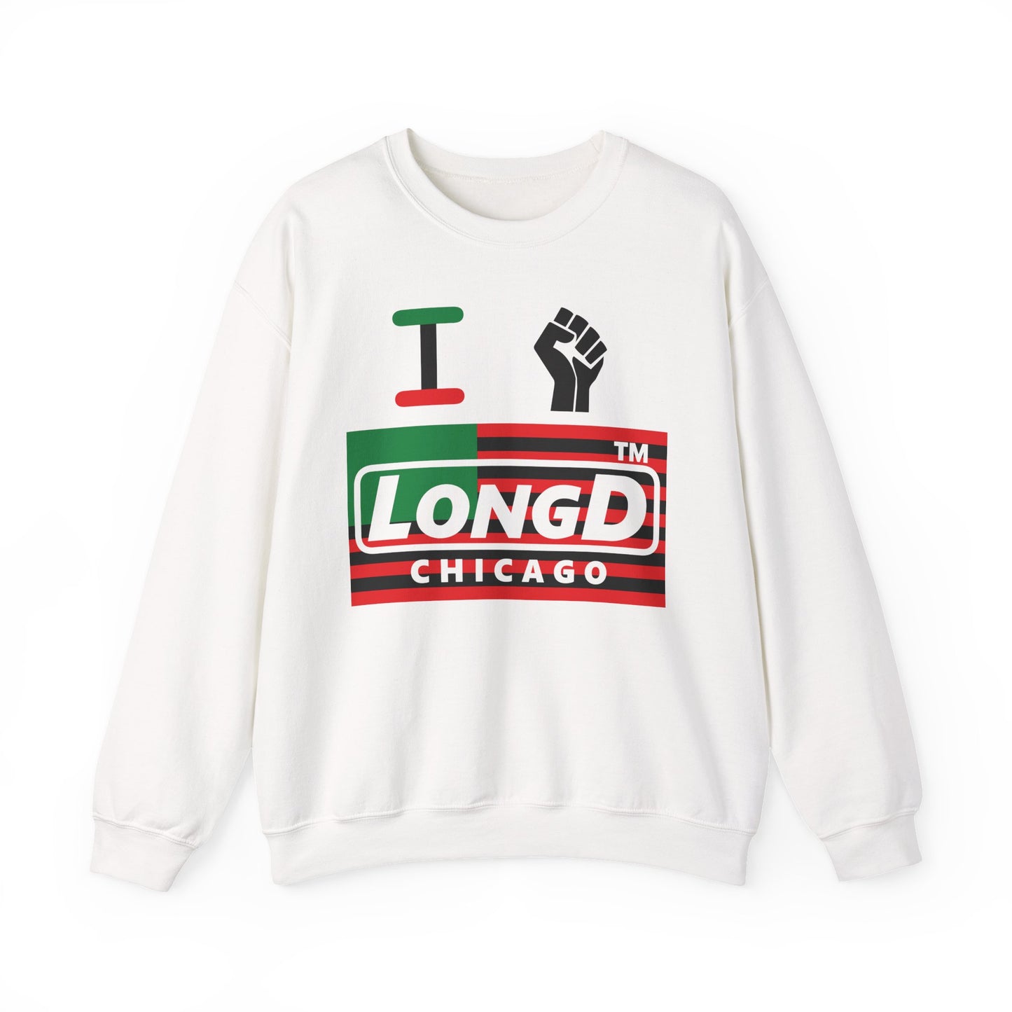 I fist LongD negative flag Chicago logo crewneck sweatshirt
