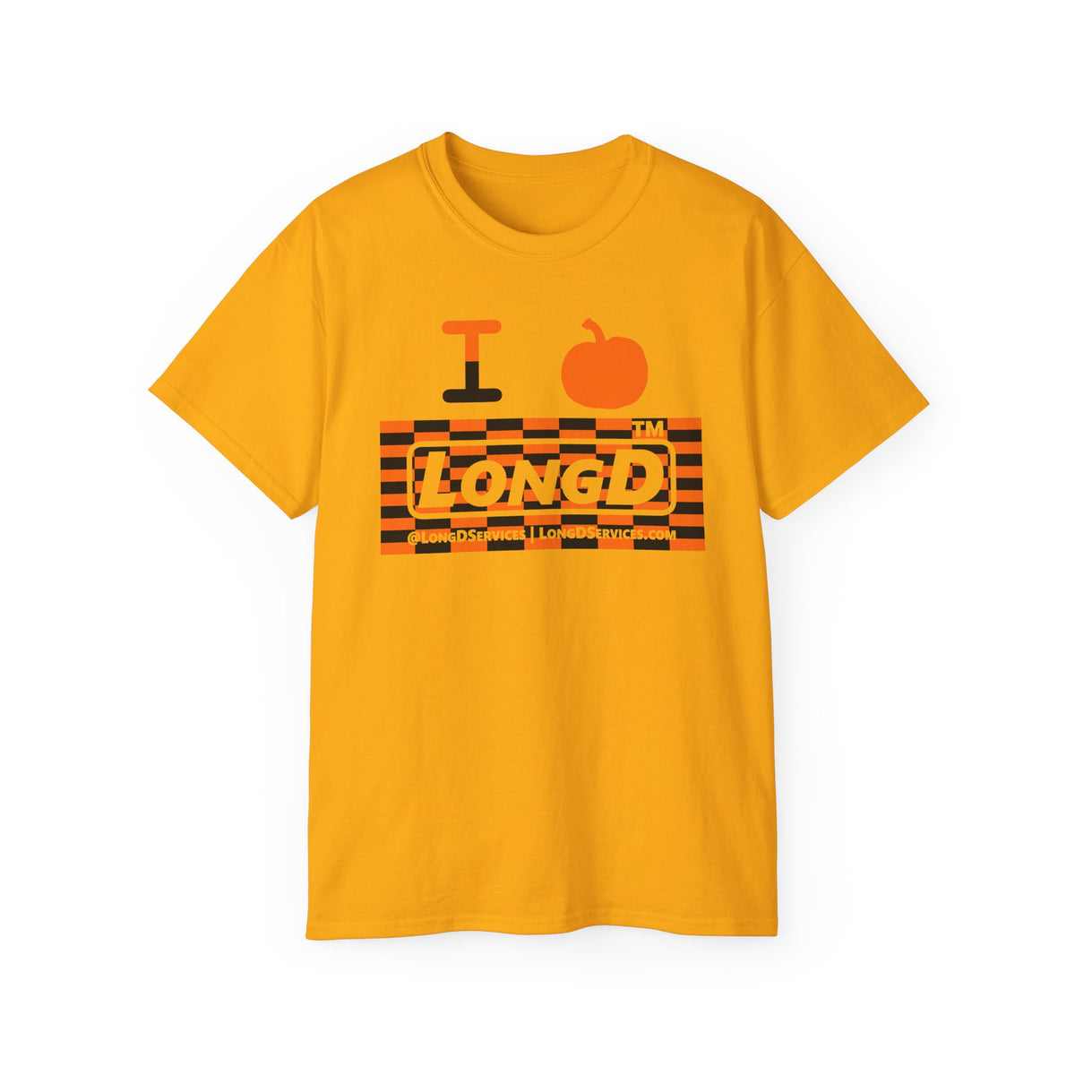 I pumpkin LongD Tag-domain negative tiled logo cotton tee