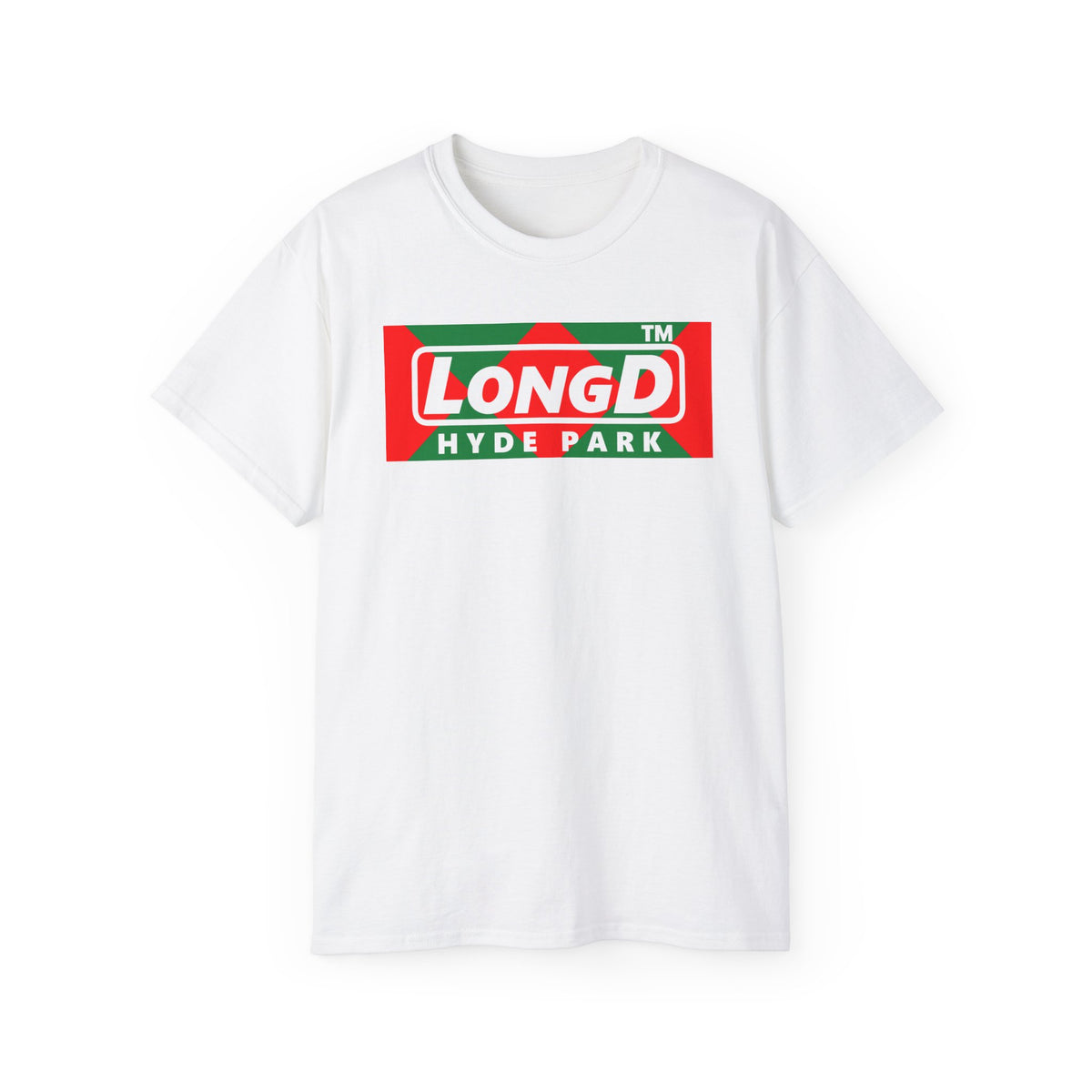 LongD Hyde Park negative big argyle logo (Xmas colors) cotton tee