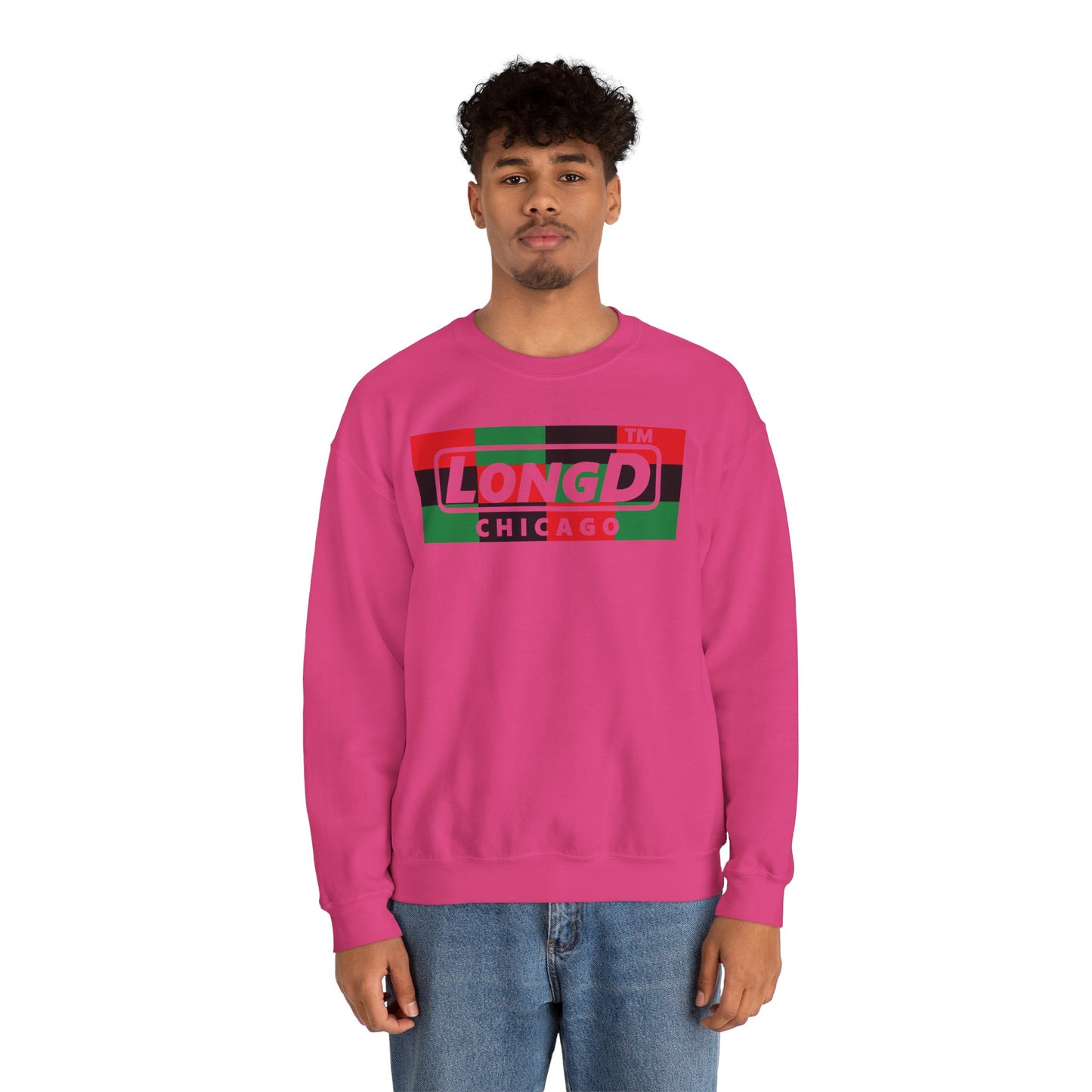 LongD negative 3x4 Chicago logo crewneck sweatshirt (Juneteenth colors)