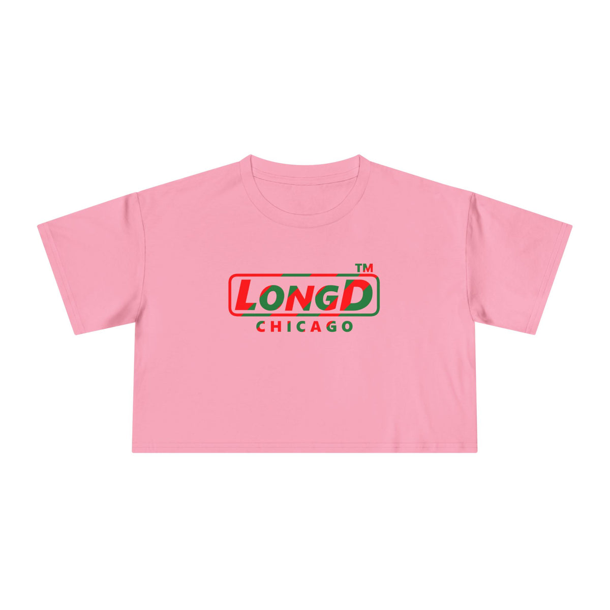 LongD Chicago positive pixel-weighted 6-striped logo (Xmas colors) crop tee