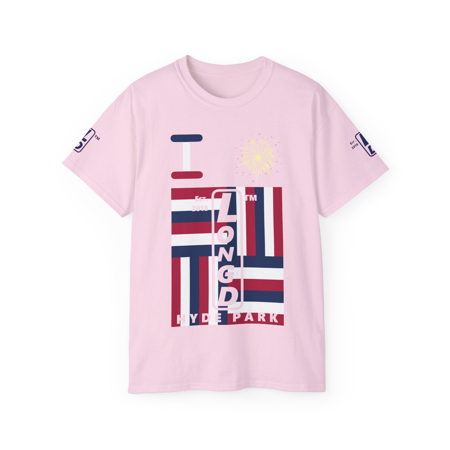 I Burst LongD cotton tee negative windmill 4-print Hyde Park upright logo (Patriotic colors)