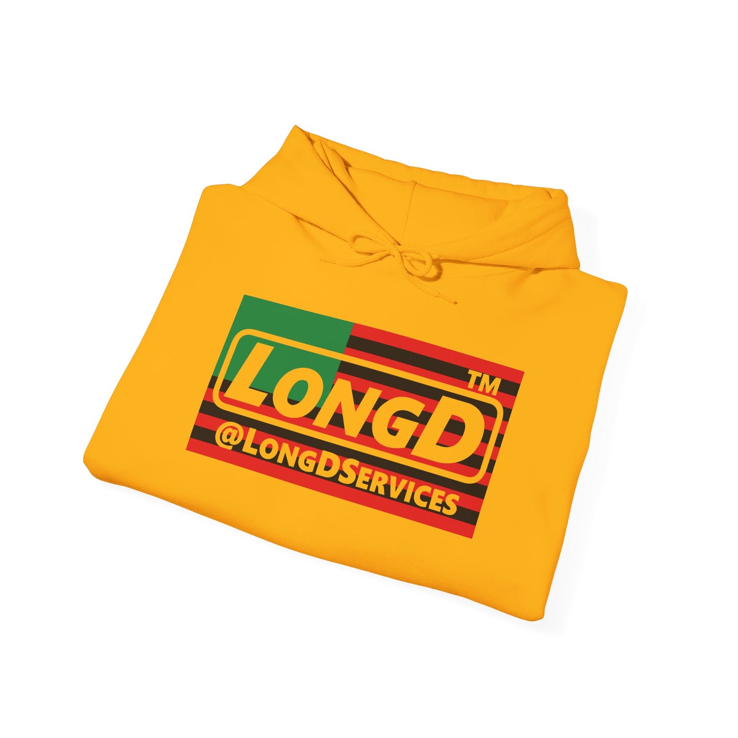 LongD® negative flag Hyde Park logo Hoodie (Juneteenth colors)