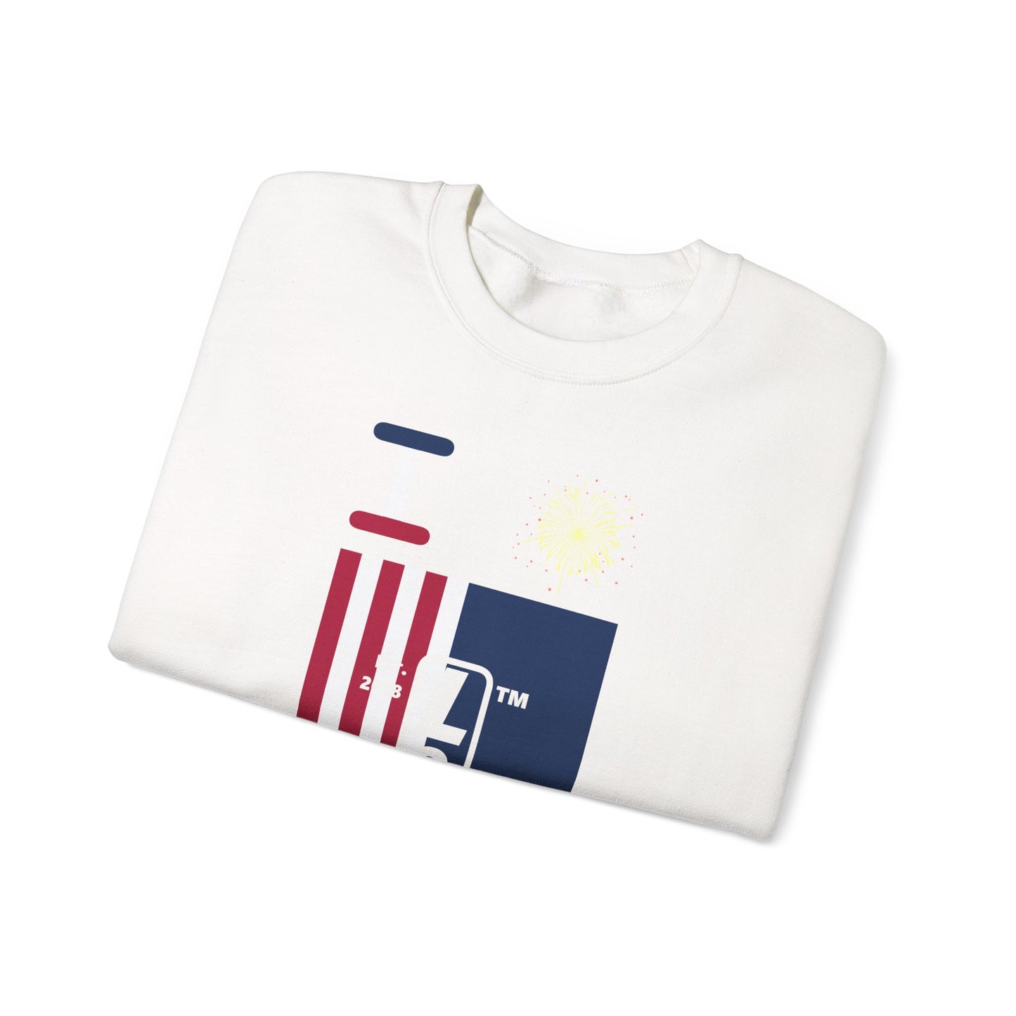 I Burst LongD negative cropped flag tag upright logo crewneck sweatshirt