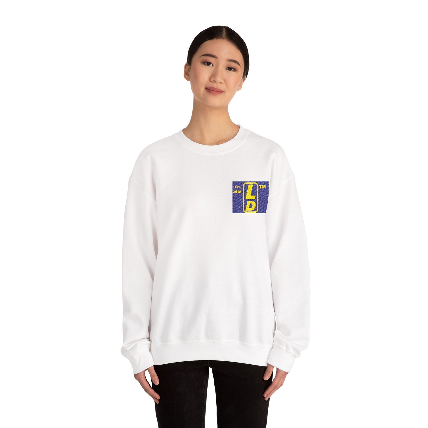 Embroidered Unisex Heavy Blend™ Crewneck Sweatshirt reverse logo upright initials