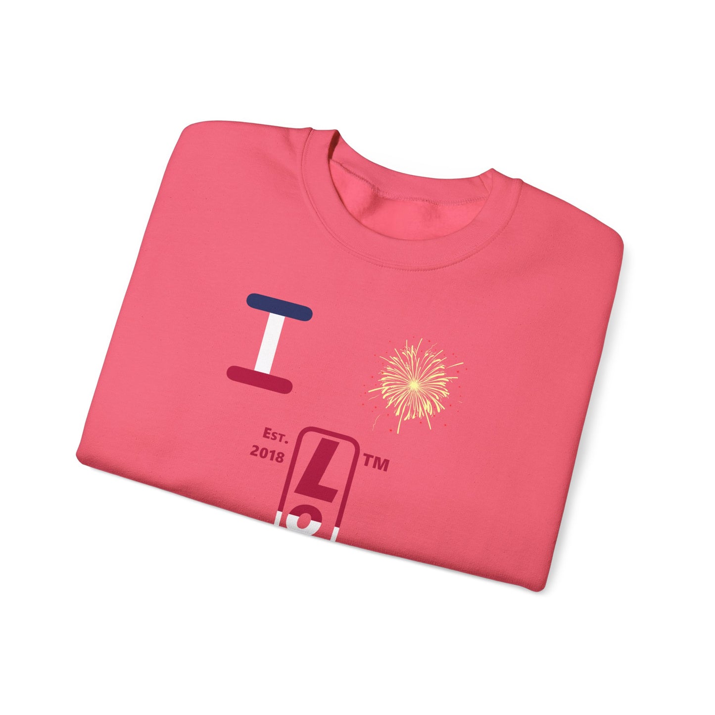 I Burst LongD positive horizontal 3-striped Chicago upright logo crewneck sweatshirt