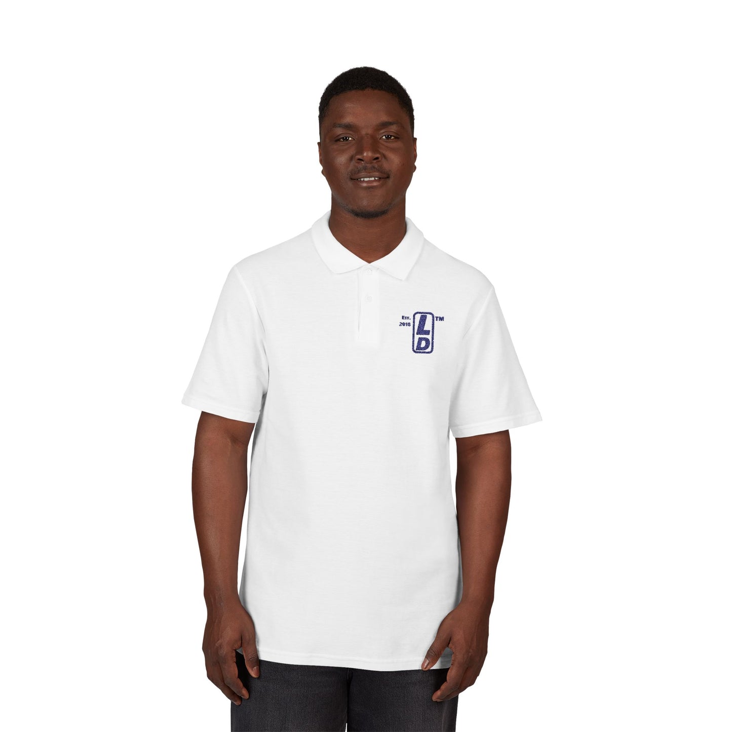 Embroidered LongD basic logo upright initials polo shirt