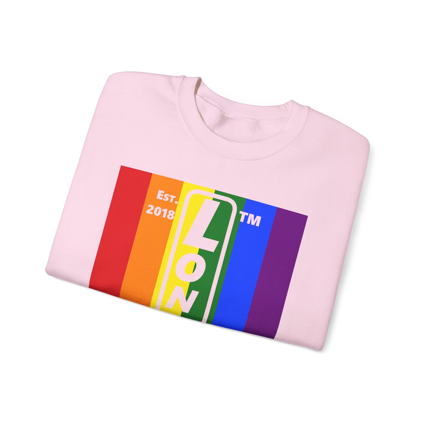 LongD negative cropped flag Chicago upright logo crewneck sweatshirt (Pride colors)