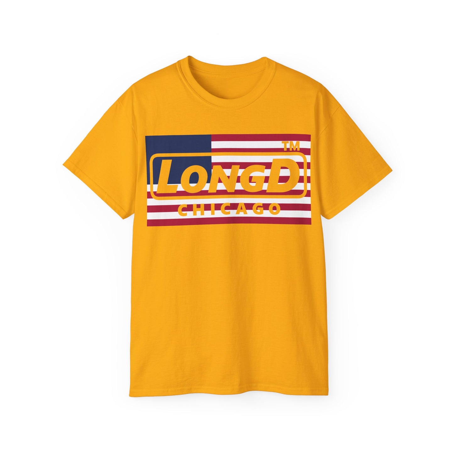 LongD negative flag Chicago logo cotton tee (patriotic colors)