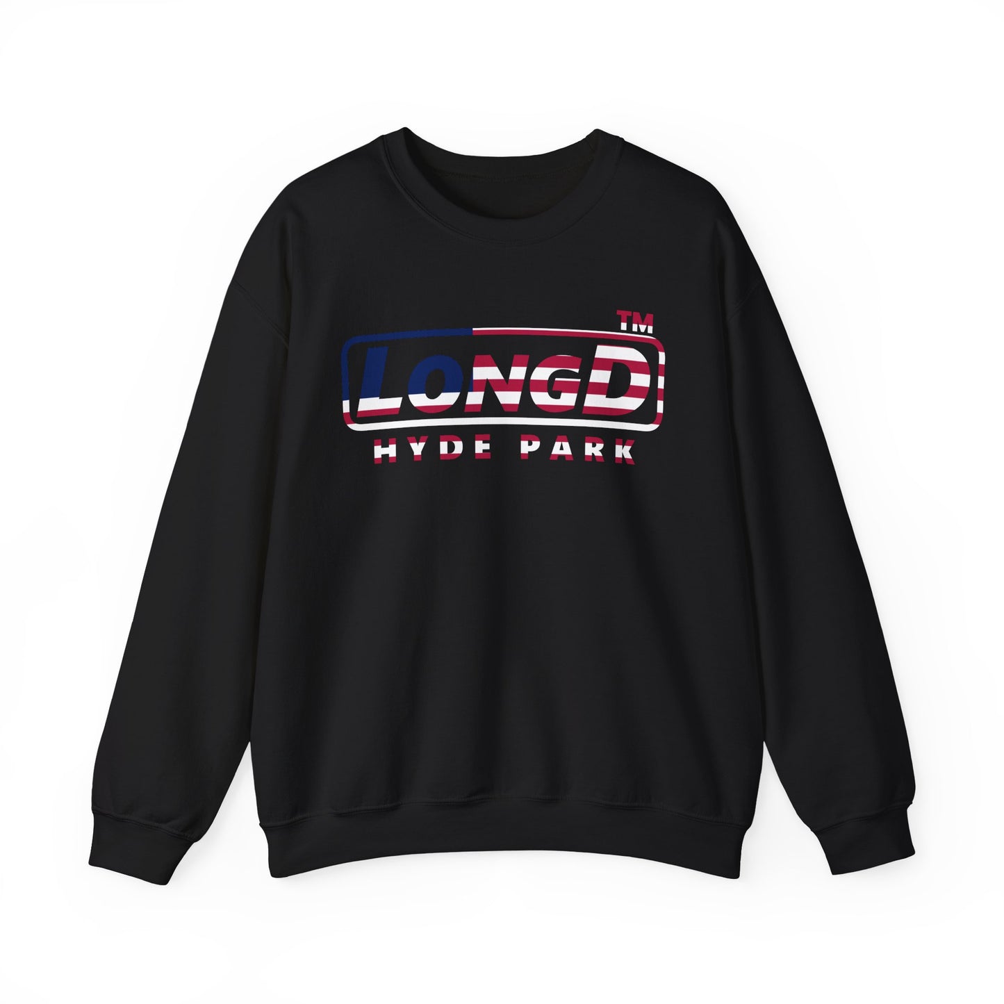 LongD positive flag Hyde Park logo crewneck sweatshirt (patriotic colors)