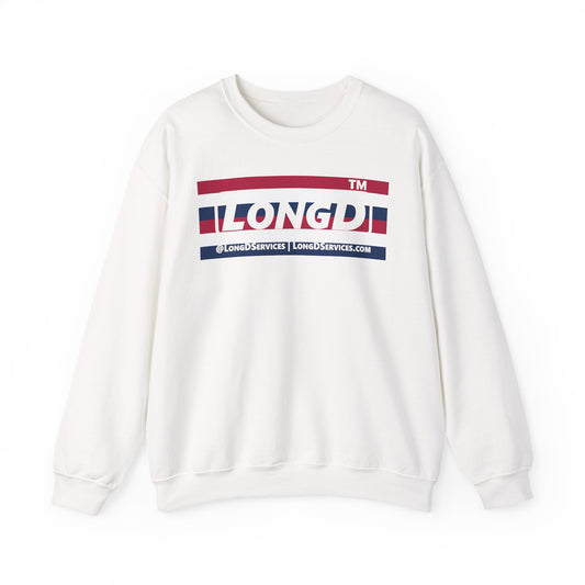 LongD negative horizontal 6-striped tag-domain logo crewneck sweatshirt (patriotic colors)