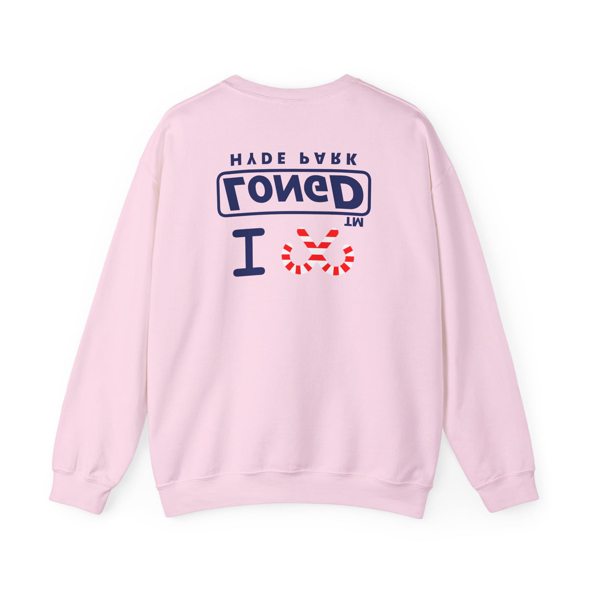 I candy cane LongD Hyde Park positive official basic navy front-back logo crewneck sweatshirt