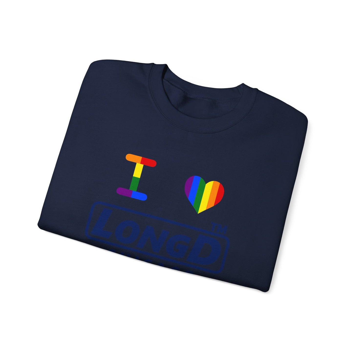 I Luv LongD official basic 4-print Chicago logo crewneck sweatshirt with Pride heart