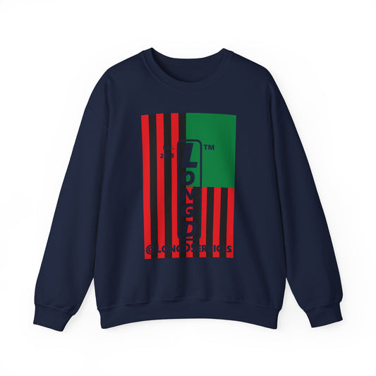 LongD negative cropped flag tag upright logo crewneck sweatshirt (Juneteenth colors)
