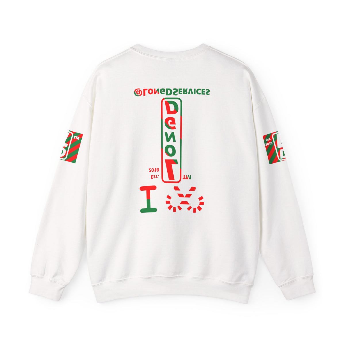 I candy cane LongD Tag positive upright pixel-weighted 4-striped 4-print logo crewneck sweatshirt