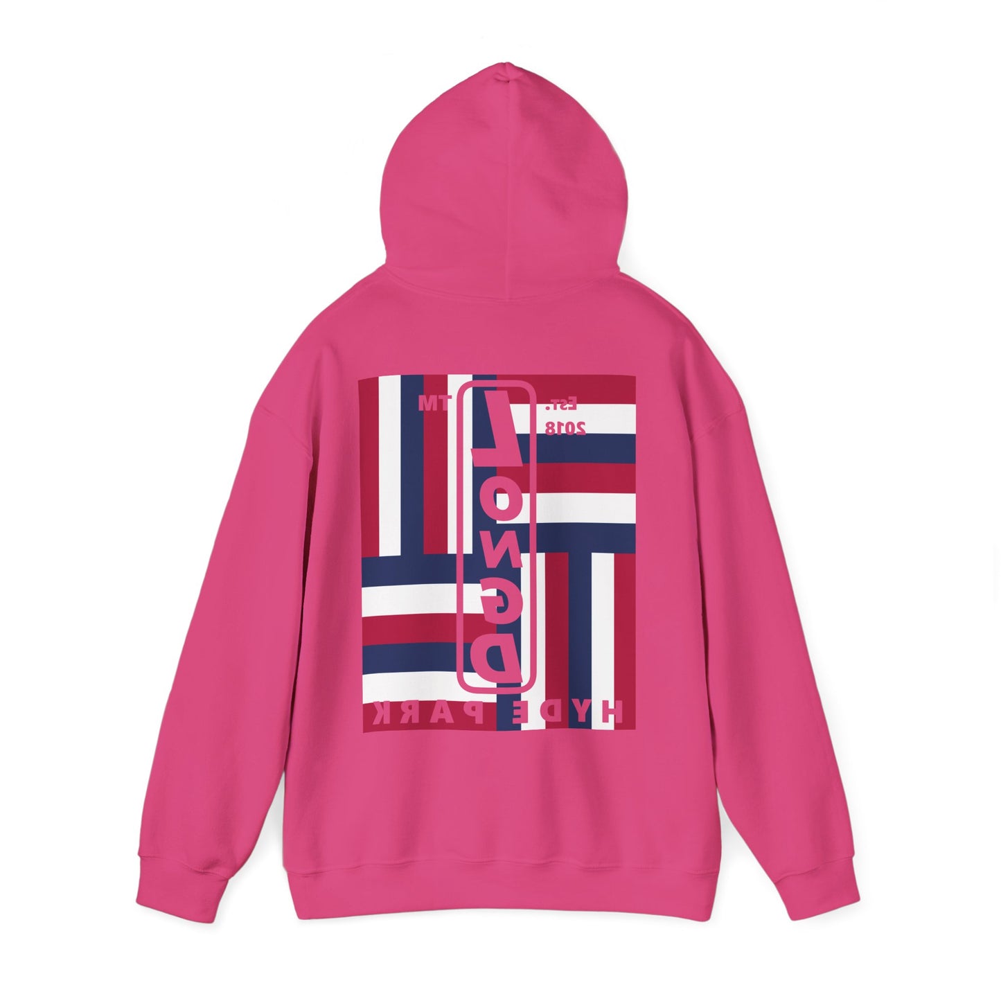 LongD single-breasted negative windmill front-back Hyde Park upright logo hoodie (Patriotic colors)