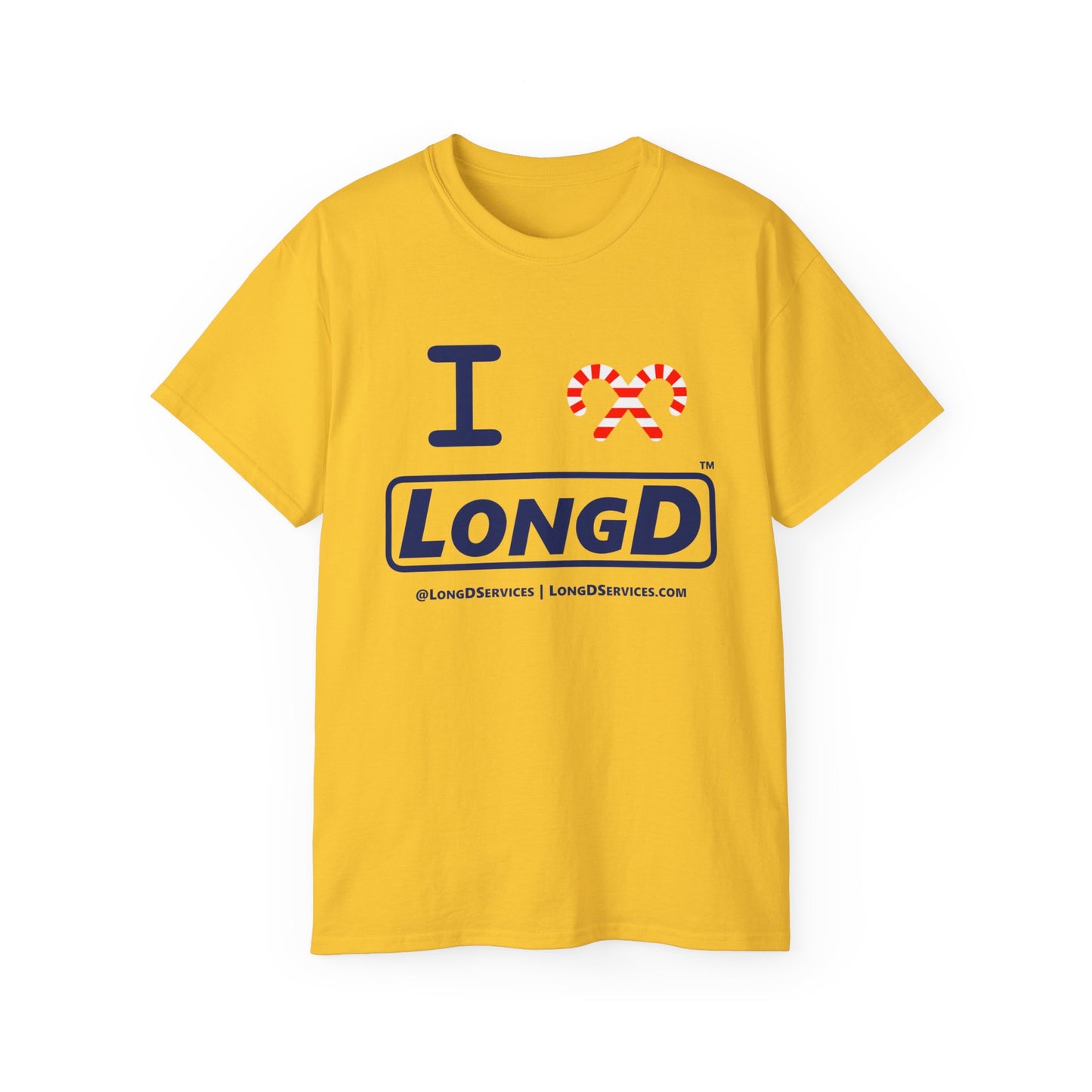 I Candy Cane LongD Logo Cotton Tee (dark blue text)
