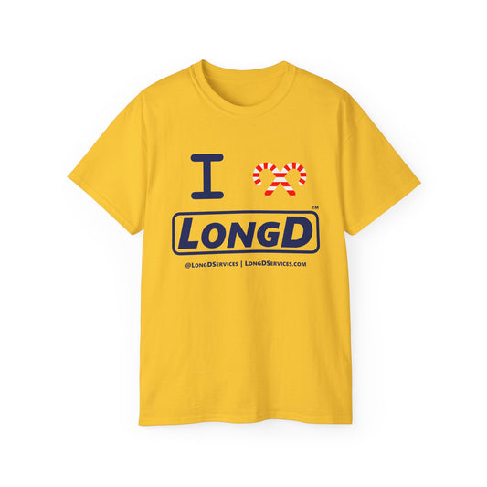 I Candy Cane LongD Logo Cotton Tee (dark blue text)