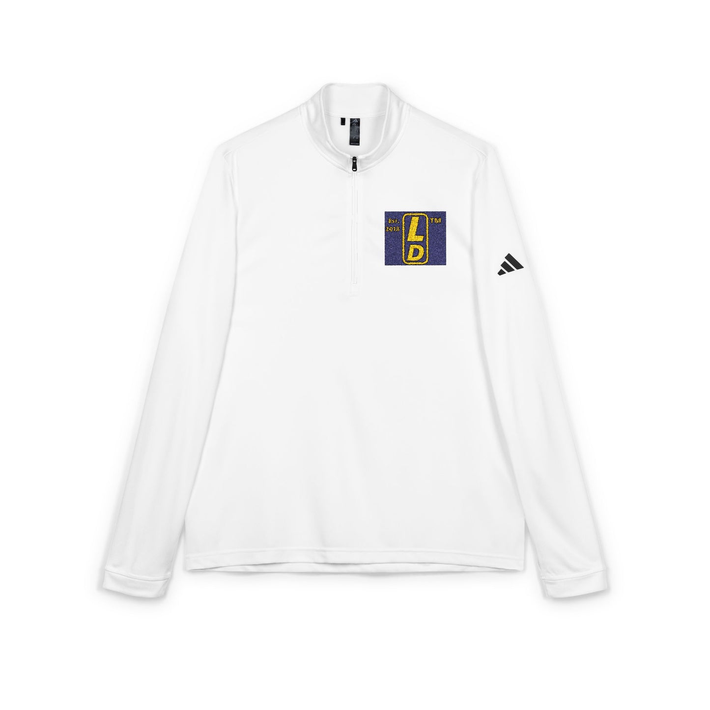 Embroidered adidas® Quarter-Zip pullover official reverse logo upright initials