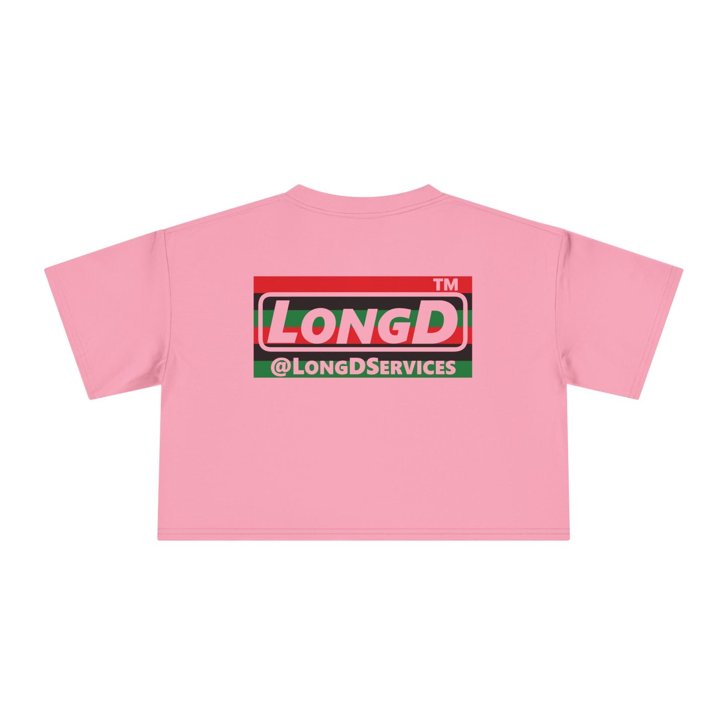 I fist LongD negative horizontal 6-striped front-back Hyde Park logo crop tee
