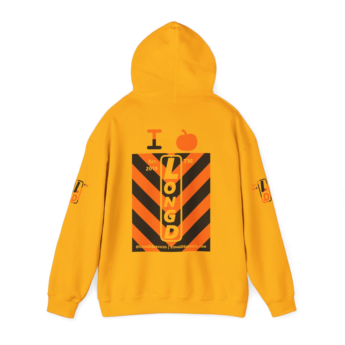 I pumpkin LongD Tag-domain negative upright downward chevron 4-print logo hoodie