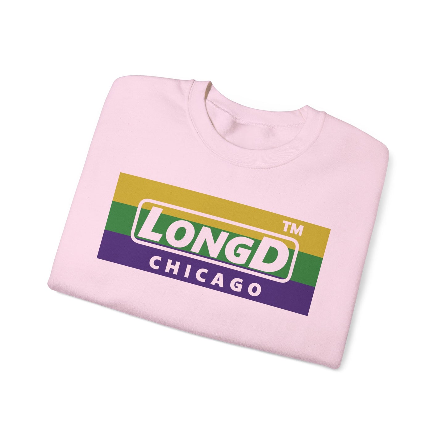 LongD negative striped Chicago logo crewneck sweatshirt