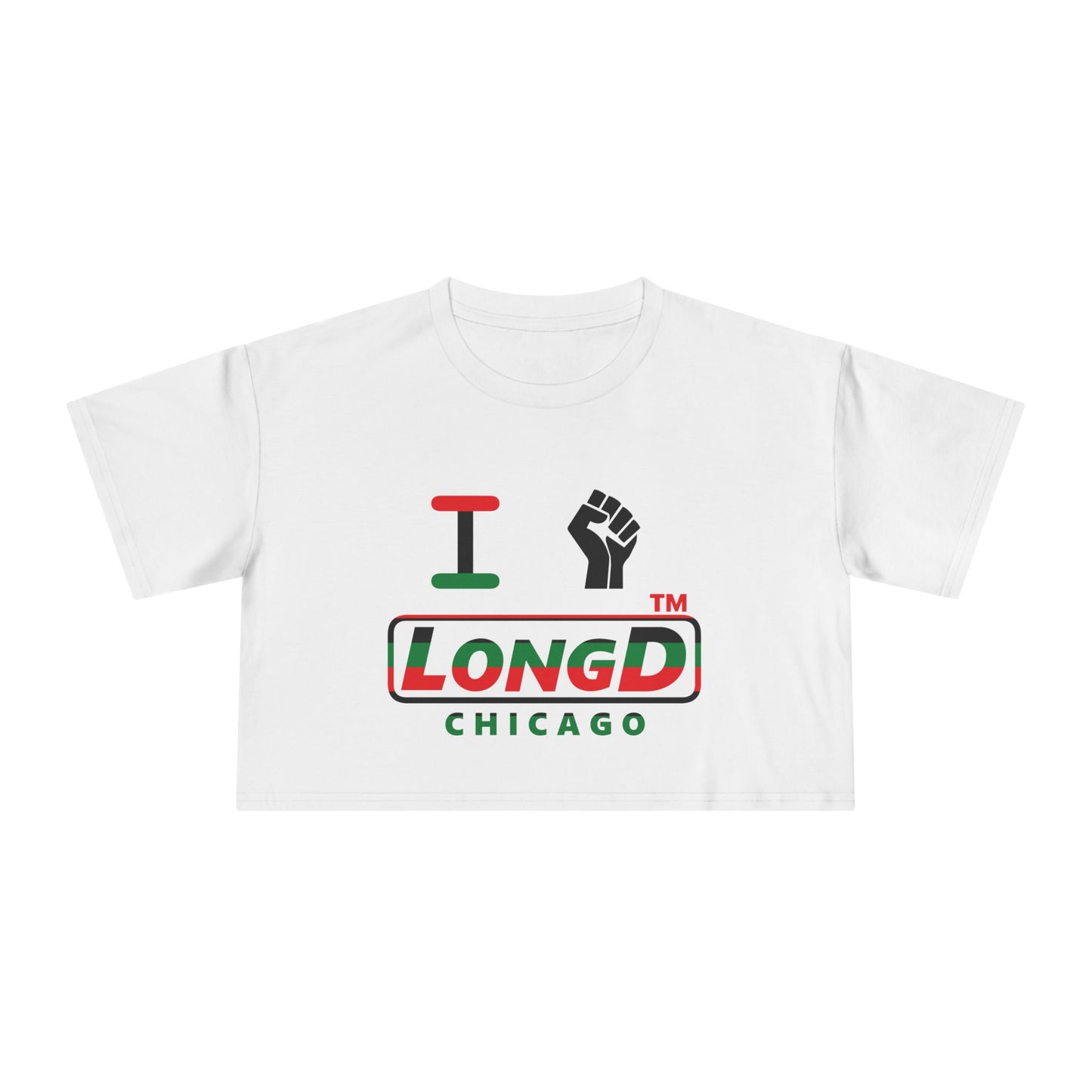 I fist LongD positive horizontal 6-striped Chicago logo crop tee