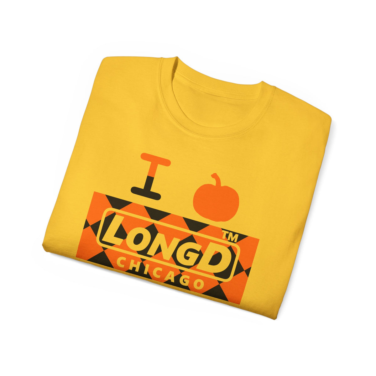 I pumpkin LongD Chicago negative argyle logo cotton tee
