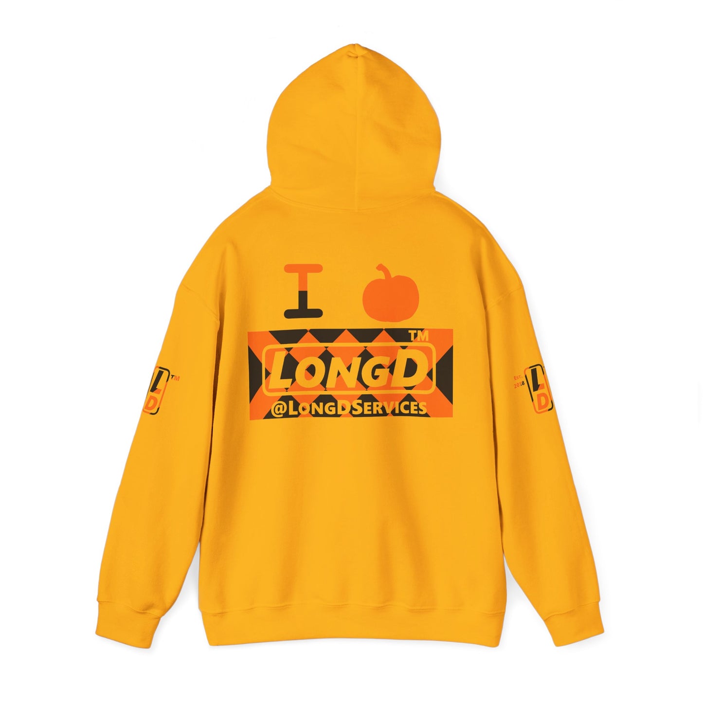 I pumpkin LongD Tag negative stylized argyle 4-print logo hoodie