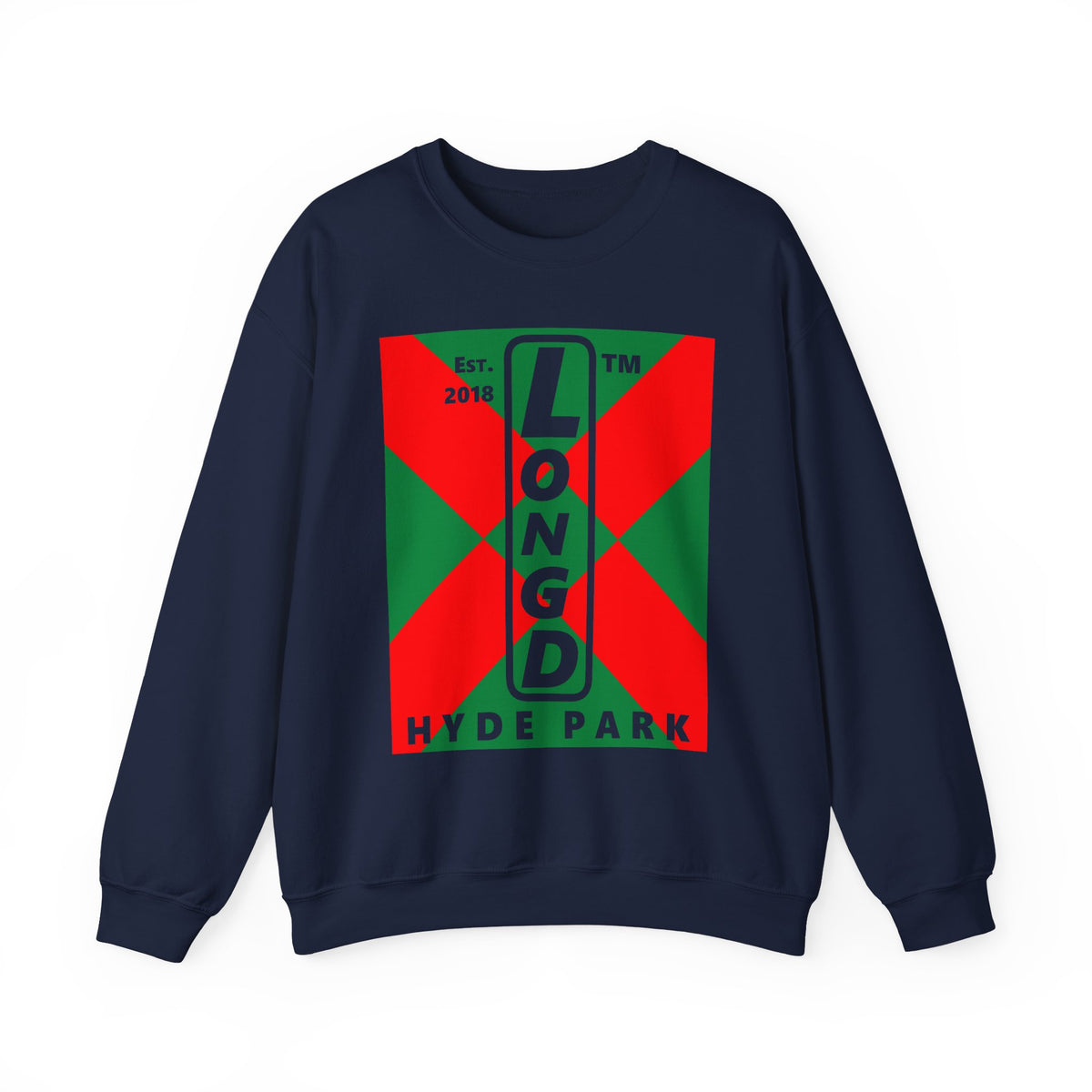 LongD Hyde Park negative upright argyle x logo (Xmas colors) crewneck sweatshirt