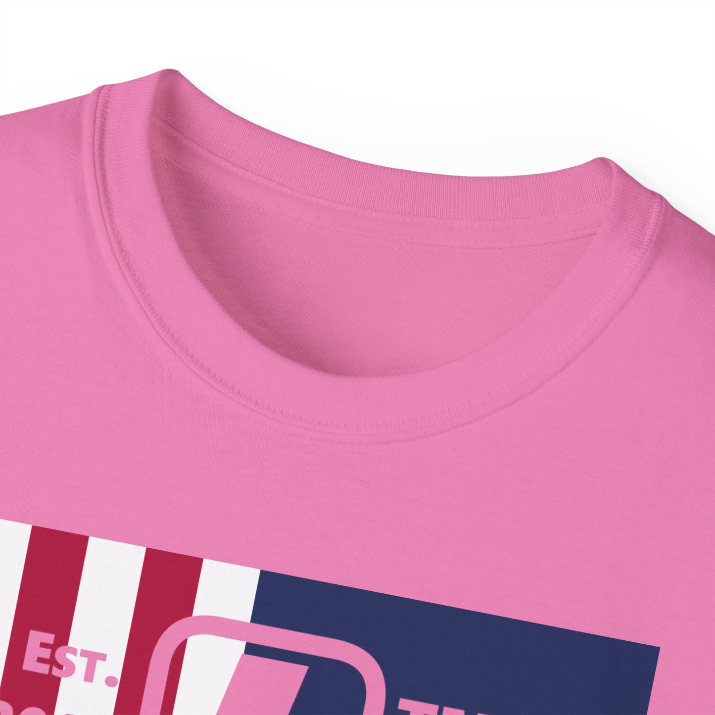 LongD cotton tee negative cropped flag Chicago upright logo (Patriotic colors)