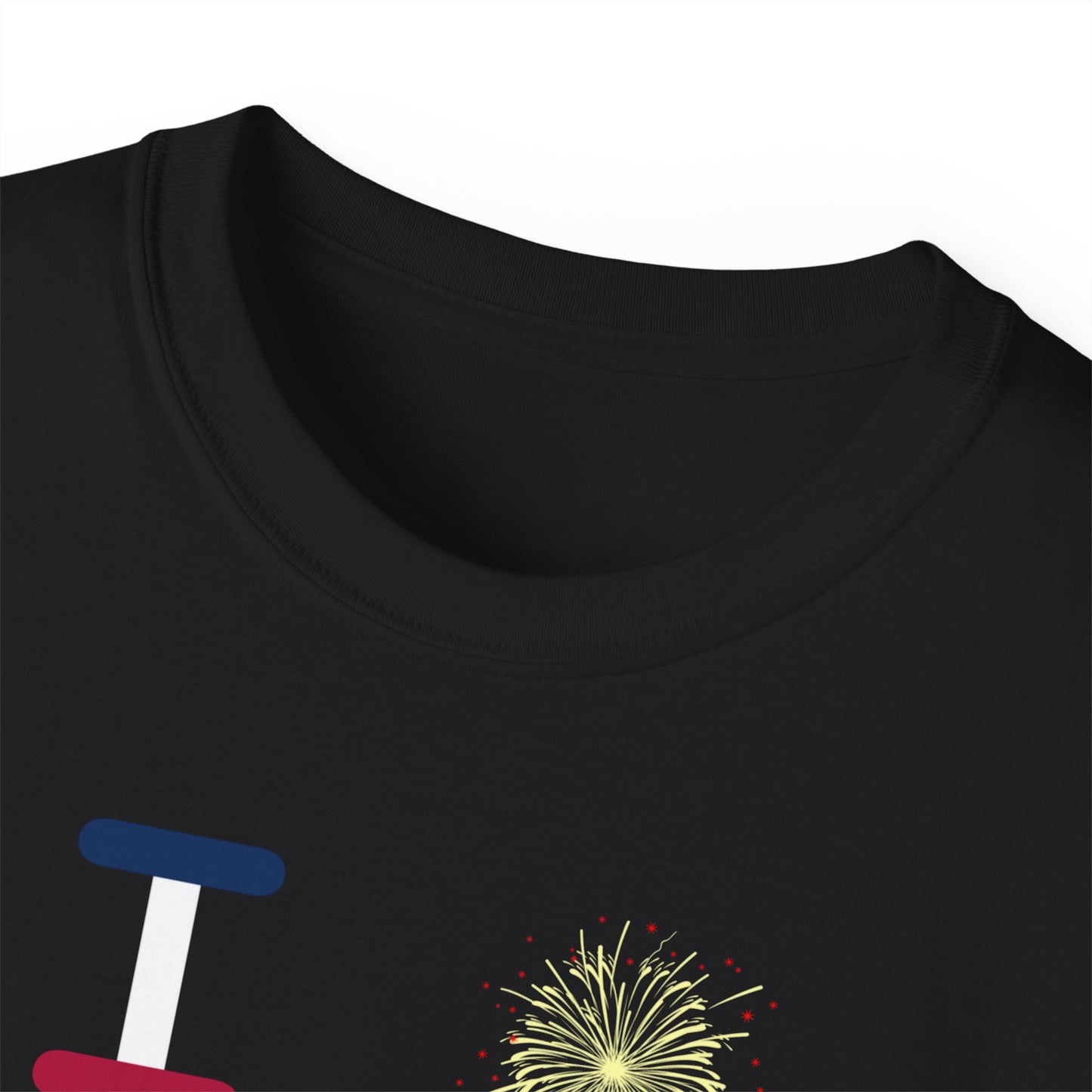I Burst LongD cotton tee negative flag Chicago upright logo (Patriotic colors)