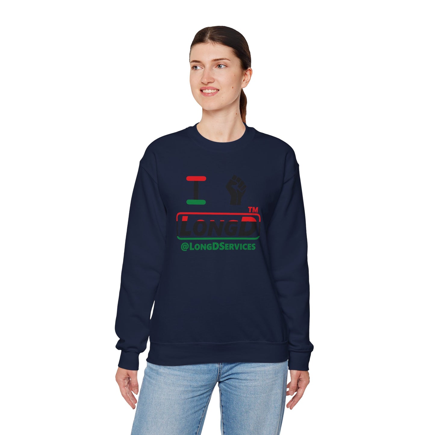 I fist LongD positive horizontal 3-striped tag logo crewneck sweatshirt