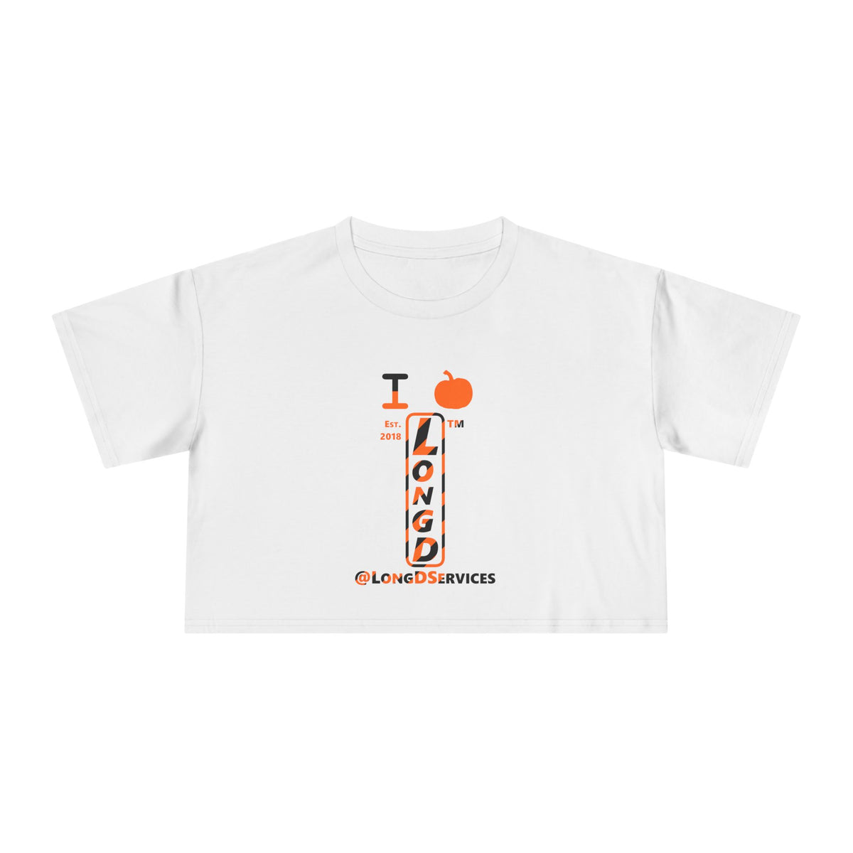 I pumpkin LongD Tag positive upright pixel-weighted 12-striped logo crop tee