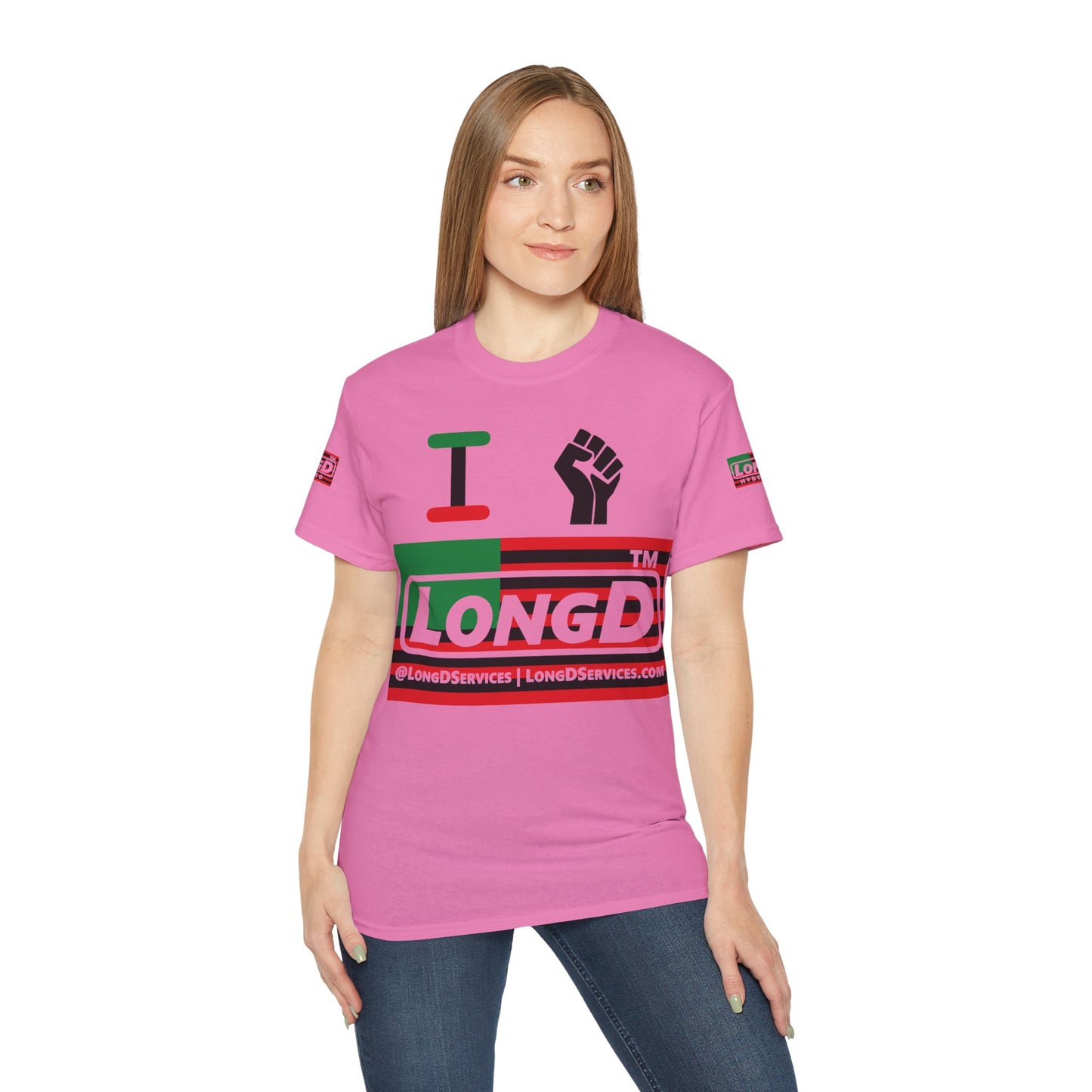 I fist LongD negative flag tag-domain logo 4-print cotton tee